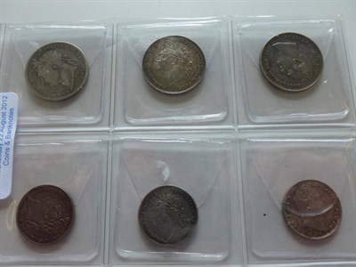 Lot 119 - 3 x Shillings: 1821 dig on truncation otherwise VG to AFine,  1824 lustrous EF, 1834 VF/GVF,...