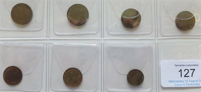 Lot 127 - 7 x Fractional Farthings comprising: 2 x Half Farthings 1828 edge nicks, obv. marks/digs VG and...