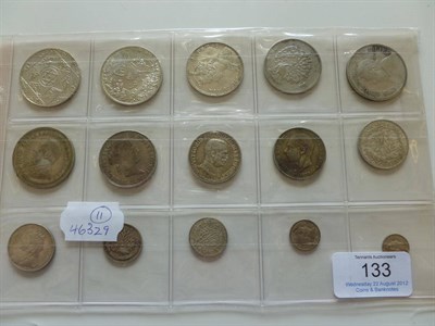 Lot 133 - 15 x Foreign Silver Coins, mostly 19th century including: Morocco 5 dirhams AH 1315 (1897),...