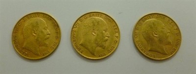 Lot 158 - 3 x Half Sovereigns: 1902, 1909 and 1910 GFine to AVF