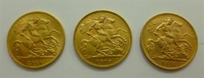 Lot 160 - 3 x Half Sovereigns: 1912, 1913 and 1914 AVF to GVF