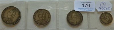 Lot 170 - Victoria: 4 x Silver Coins:  double florin 1887R trivial contact marks VF/GVF,  halfcrown...