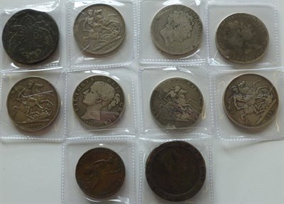 Lot 172 - 7 x Crowns: 1819 L1X,  ????LX (1819 or 1820), 1820 LX, 1845 V111, 1889, 1891 and 1897 LX, all...