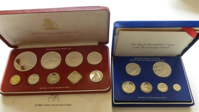 Lot 186 - 6 x Commonwealth Proof Sets:  Turks and Caicos 2-coin set 1976 comprising 20 crowns (38.7g) and...