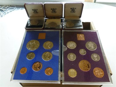 Lot 190 - 13 x RM Proof Sets:  1970(x5), 1971(x5), 1977(x3) in CofI FDC  together with 2 x silver proof...