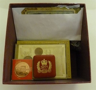 Lot 202 - Miscellaneous Lot including: 2 x silver proof crowns 1977 in CofI and 1981 with certificate, in...