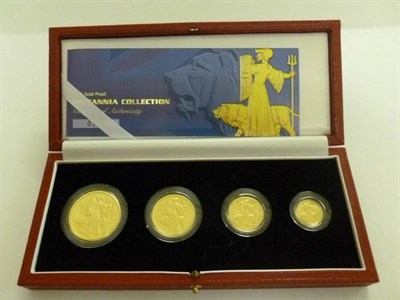 Lot 209 - Britannia 4-Coin Gold Proof Set 2001: £100, £50, £25 and £10, with certificate, in...