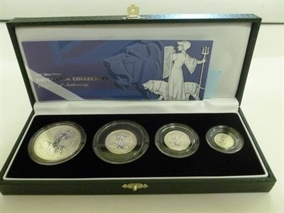 Lot 213 - Britannia 4-Coin Silver Proof Collection 2001: £2, £1, 50p and 20p, with certificate, in...