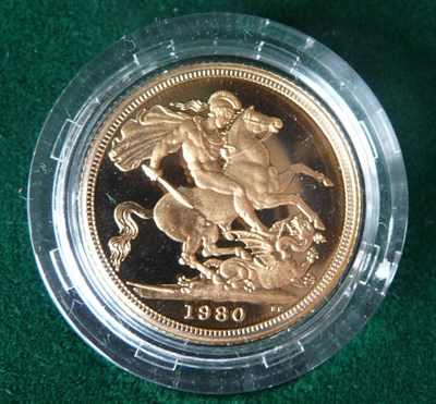 Lot 219 - Proof Sovereign 1980, in wallet of issue, FDC