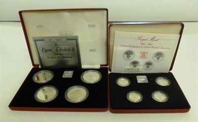 Lot 222 - RM UK Silver Proof 4-Coin £1 Collection 1984-87, revs with national floral emblems (thistle,...