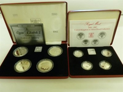 Lot 223 - RM UK Silver Proof 4-Coin £1 Collection 1984-87, revs with national floral emblems (thistle,...