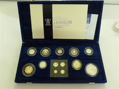 Lot 227 - RM UK Millennium Silver Collection comprising £5, £2, £1, 50p to 1p and Maundy 4p, 3p,...