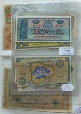 Lot 250 - A Small Collection of UK and Foreign Banknotes including: Royal Bank of Scotland 2 x £1 1963...