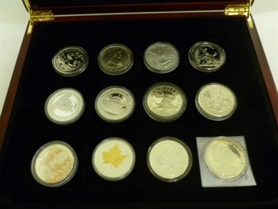 Lot 263 - 12 x Crown-Size Silver Coins comprising: 4 x Britannia 1oz £2 2007, 2008 and 2010(x2), crown...