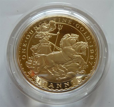 Lot 275 - Gold Proof 1oz Britannia 1997 (£100), with certificate, in CofI, FDC