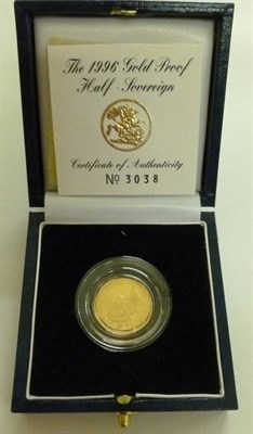 Lot 277 - Proof Half Sovereign 1996, with certificate, in CofI, FDC