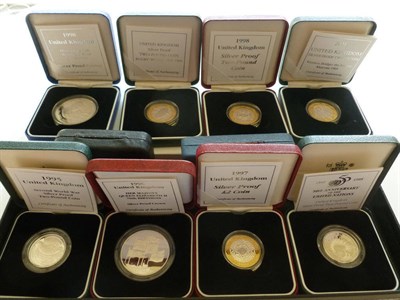 Lot 282 - A Collection of UK Silver Proofs comprising: 5 x £5: 1996, 1998, 2001, 2002 'Golden Jubilee' and