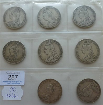 Lot 287 - Victoria 5 x Crowns: 1888, 1889, 1890, 1891 and 1892, a couple with minor edge bumps otherwise...