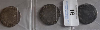 Lot 16 - Elizabeth I, 2 x Shillings:  (1) 6th issue, MM tun, slight crease on bust, minor flat spots in...