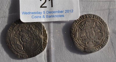 Lot 21 - Henry VI, 2 x Groats: (1) Calais Mint, Rosette-Mascle Issue, MM cross patonce, flan slightly...