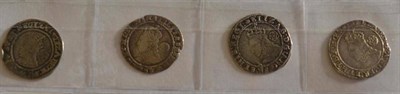 Lot 22 - Elizabeth I, 4 x Sixpences:  1568 3rd/4th issue, MM coronet, scratches on bust & parts of obv....