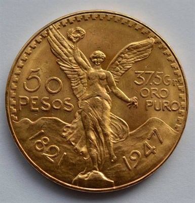 Lot 55 - Mexico Gold 50 Pesos 1947 'Centennial of Independence,' 41.8g, .900 gold, minor contact...