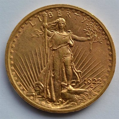 Lot 56 - USA Gold 20 Dollars 1922 'Saint-Gaudens,' 33.5g, .900 gold, trivial contact marks o/wise AUNC