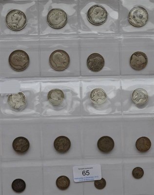 Lot 65 - 20 x Miscellaneous English Silver Coins, William III to Edward VII comprising: 6 x Florins...