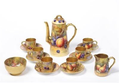 Lot 26 - A Royal Worcester Fruit Painted Porcelain Composite Coffee Service, circa 1926-1929, comprising...