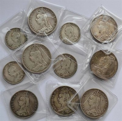 Lot 70 - Victoria II x Jubilee Head Silver Coins comprising:  6 x Crowns: 1887 GVF, 1889(x2), 1890, 1891...