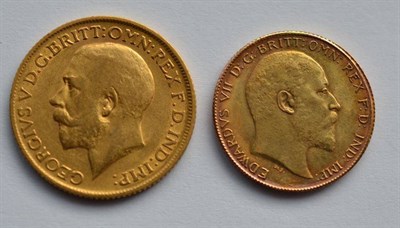 Lot 98 - Sovereign 1913 Fine; & Half Sovereign 1909 AVF