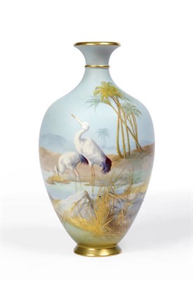 Lot 31 - A Royal Worcester Porcelain Bird Painted Vase, William Powell, 1910, of ovoid shape with short...