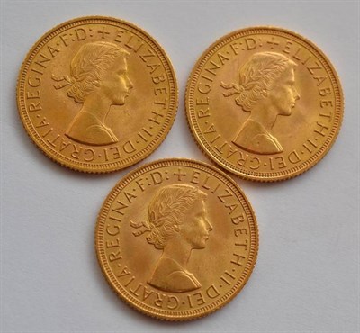 Lot 125 - 3 x Sovereigns: 1958(x2) & 1962 GVF to EF