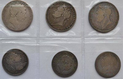 Lot 130 - 3 x Crowns:  1819 L1X numerous contact marks Fair To VG,  1821 SECUNDO contact marks AFine/VG,...