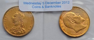 Lot 143 - 2 x Sovereigns: 1891M contact marks Fine/GFine & 1904M contact marks/scuffs AVF