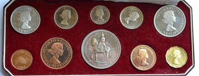 Lot 162 - Proof Set 1953, 10 coins crown to farthing in maroon leatherette CofI, foxing inside lid, very...