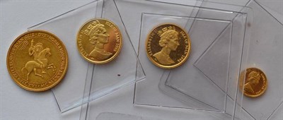 Lot 170 - 3 x Miniature Gold Coins:  Isle of Man, 2 x 1/20 oz angels & Gibraltar '1 gram', '40th...