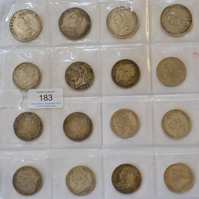 Lot 183 - 4 X Double Florins: 1887(x3) & 1889 & 12 x Halfcrowns: 1821 surface...