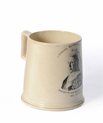 Lot 39 - A Victoria Commemorative Mug, Liverpool Shipperies Exhibition, May 11th 1886, of plain conical form