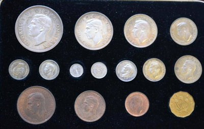 Lot 206 - Proof Set 1937, 15 coins crown to Maundy 1d, in red leatherette CofI (minor scuffs), light...