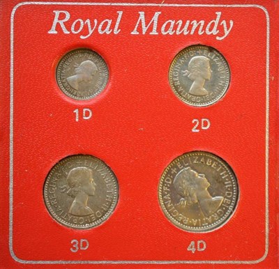 Lot 211 - Maundy Set 1954, 4d, 3d, 2d & 1d, in plastic case, AFDC