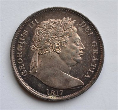 Lot 240 - George III Halfcrown 1817 'bull head,' very attractive violet tone, prooflike EF or+