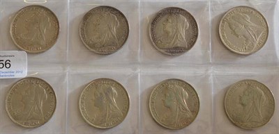 Lot 256 - Victoria, 8 x OH Crowns: 1893 LVI, 1894 LVII, 1895 LIX, 1896 LX, 1897 LXI, 1898 LXI, 1899 LXIII...