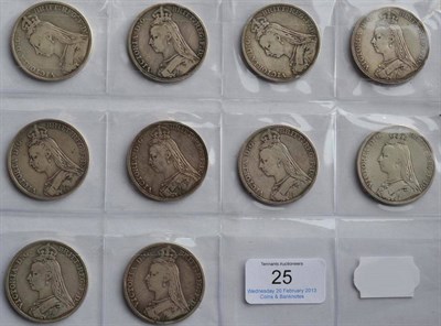 Lot 25 - Victoria 10 x Jubilee Head Crowns: 1889(x4), 1890(x3), 1891(x2) & 1892, AFIne to Fine