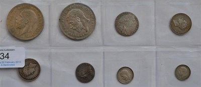 Lot 34 - 13 x Miscellaneous English Silver Coins, George II to George VI, comprising: 2 x crowns 1935...