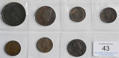 Lot 43 - George IV, 6 x Copper Coins comprising: penny 1826, Halfpenny 1826 marks in obv. field & 4 x...