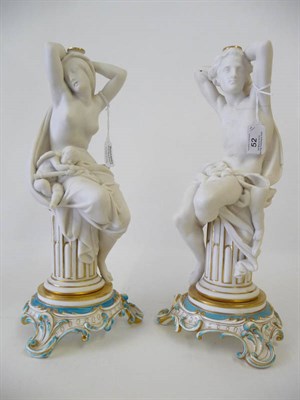 Lot 52 - A Pair of Figural Comport Stands, unknown factory, circa 1860, the dishes now lacking, modelled...