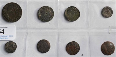 Lot 54 - William & Mary Copper Halfpenny 1694, pitted surfaces o/wise GFine to AVF, tin farthing 1690...