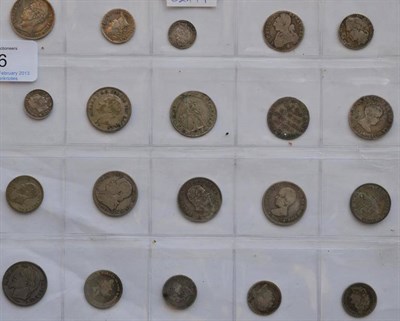 Lot 56 - 20 x 18th & 19th Century European Silver Coins including: France 1 franc 1828W, blue/gold tone,...