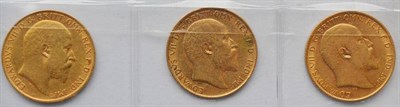 Lot 65 - 3 x Half Sovereigns 1902, 1904 & 1908, Fine to GFine